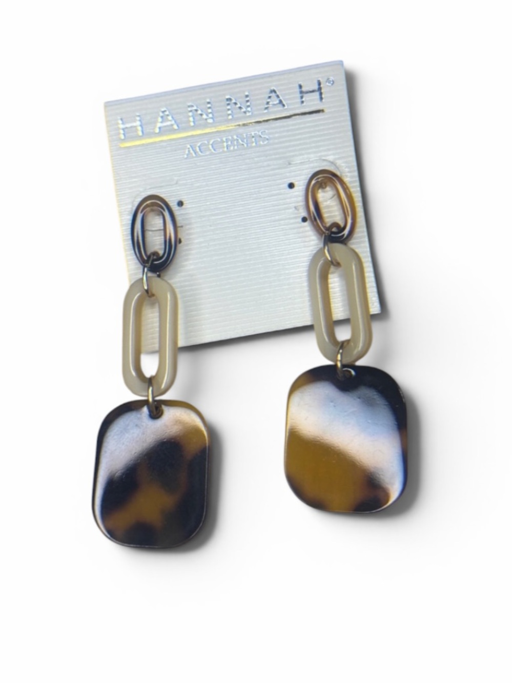 Tortoise shell paper clip statement earrings - Picture 1 of 1